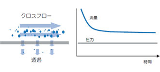 クロスフローメンブレンのろ過機構