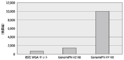 GenomiPhi™ HYキットでの増幅率は10,000倍でした！
