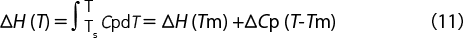 ΔH（T）= [∫CpdT]AA＞BB =ΔH（Tm）+ΔCp（T-Tm）