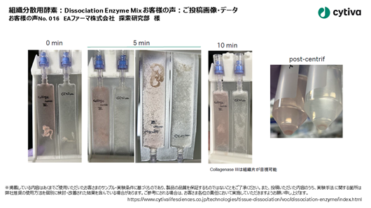 組織分散用酵素：Dissociation Enzyme Mix お客様の声 No016 EAファーマ株式会社 探索研究部 様